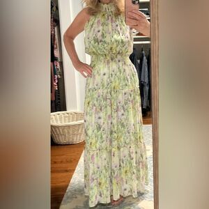 Taylor Floral Halter Neck Chiffon Dress- Size 6